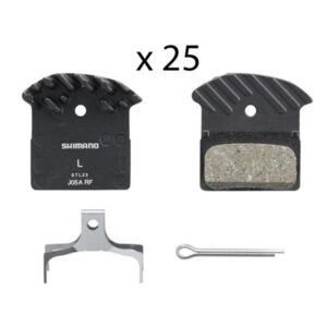 Gôm Thắng Đĩa Xe Đạp SHIMANO J05A-RF Resin Pad W/ Fin (J05A-RF) – 25 Cặp, Pad Spring, W/Split Pin, In Semi-Bulk Combo Disc Brake Pad